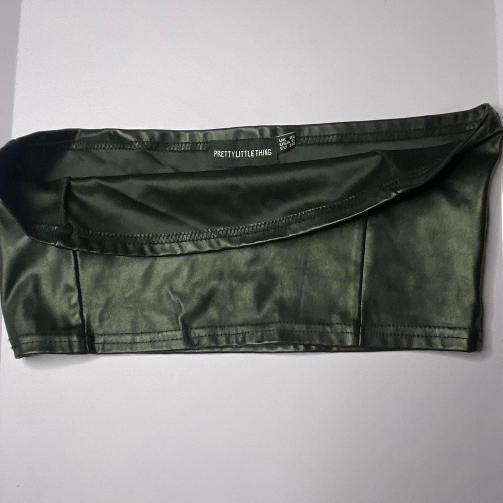 Pretty little thing Black faux leather tube top